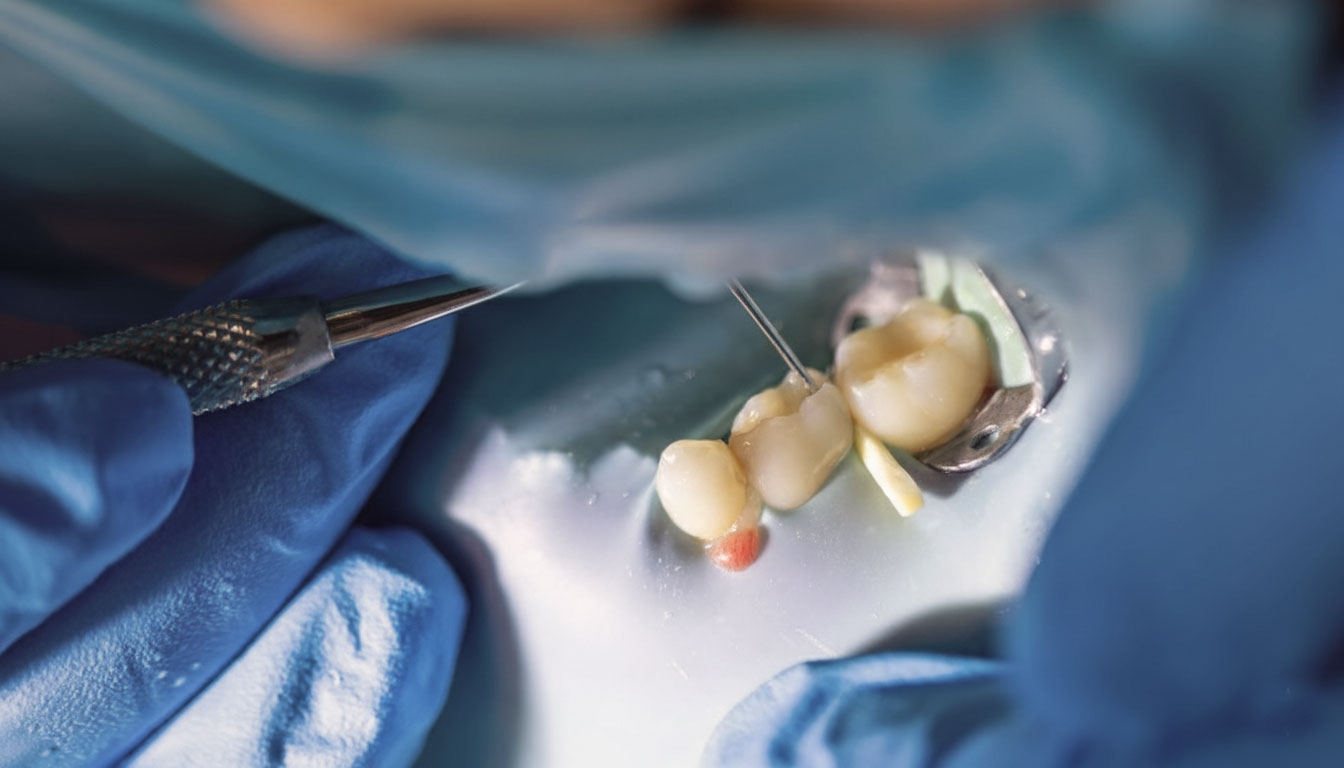 Endodontie, Wurzelkanalbehandlung – Bei einem gesunden Zahn ist der Zahnnerv (Pulpa) vom Zahnbein (Dentin) und Zahnschmelz gut vor den Bakterien der Mundhöhle geschützt.
